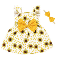 Load image into Gallery viewer, Baby Kid Girls Flower Bow Print Dresses Wholesale 220510240

