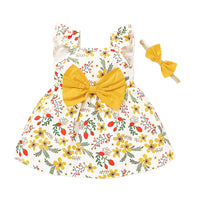 Load image into Gallery viewer, Baby Kid Girls Flower Bow Print Dresses Wholesale 220510240
