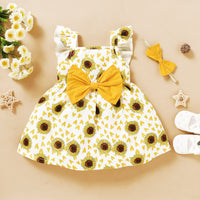 Load image into Gallery viewer, Baby Kid Girls Flower Bow Print Dresses Wholesale 220510240
