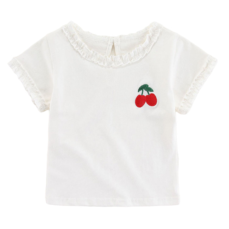 Baby Kid Girls Fruit Embroidered T-Shirts Wholesale 220510246