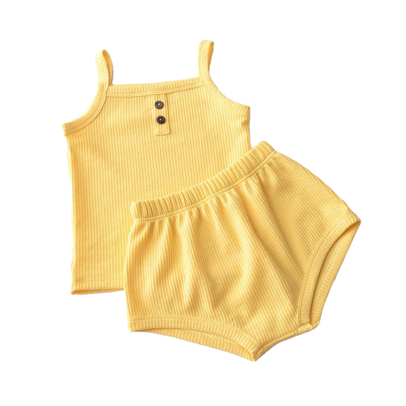 2 Pieces Set Baby Kid Unisex Solid Color Tank Tops And Shorts Wholesale 220510253