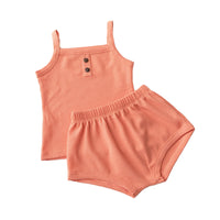 Load image into Gallery viewer, 2 Pieces Set Baby Kid Unisex Solid Color Tank Tops And Shorts Wholesale 220510253
