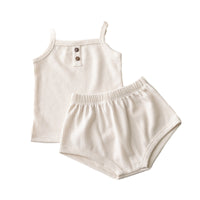 Load image into Gallery viewer, 2 Pieces Set Baby Kid Unisex Solid Color Tank Tops And Shorts Wholesale 220510253
