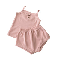 Load image into Gallery viewer, 2 Pieces Set Baby Kid Unisex Solid Color Tank Tops And Shorts Wholesale 220510253
