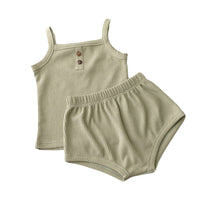 Load image into Gallery viewer, 2 Pieces Set Baby Kid Unisex Solid Color Tank Tops And Shorts Wholesale 220510253

