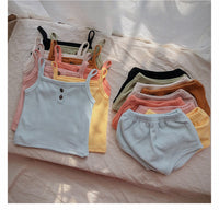 Load image into Gallery viewer, 2 Pieces Set Baby Kid Unisex Solid Color Tank Tops And Shorts Wholesale 220510253
