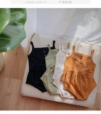 Load image into Gallery viewer, 2 Pieces Set Baby Kid Unisex Solid Color Tank Tops And Shorts Wholesale 220510253
