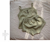 Load image into Gallery viewer, 2 Pieces Set Baby Kid Unisex Solid Color Tank Tops And Shorts Wholesale 220510253
