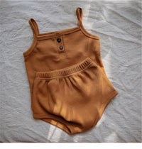 Load image into Gallery viewer, 2 Pieces Set Baby Kid Unisex Solid Color Tank Tops And Shorts Wholesale 220510253

