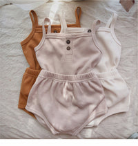 Load image into Gallery viewer, 2 Pieces Set Baby Kid Unisex Solid Color Tank Tops And Shorts Wholesale 220510253
