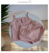 Load image into Gallery viewer, 2 Pieces Set Baby Kid Unisex Solid Color Tank Tops And Shorts Wholesale 220510253
