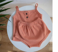 Load image into Gallery viewer, 2 Pieces Set Baby Kid Unisex Solid Color Tank Tops And Shorts Wholesale 220510253
