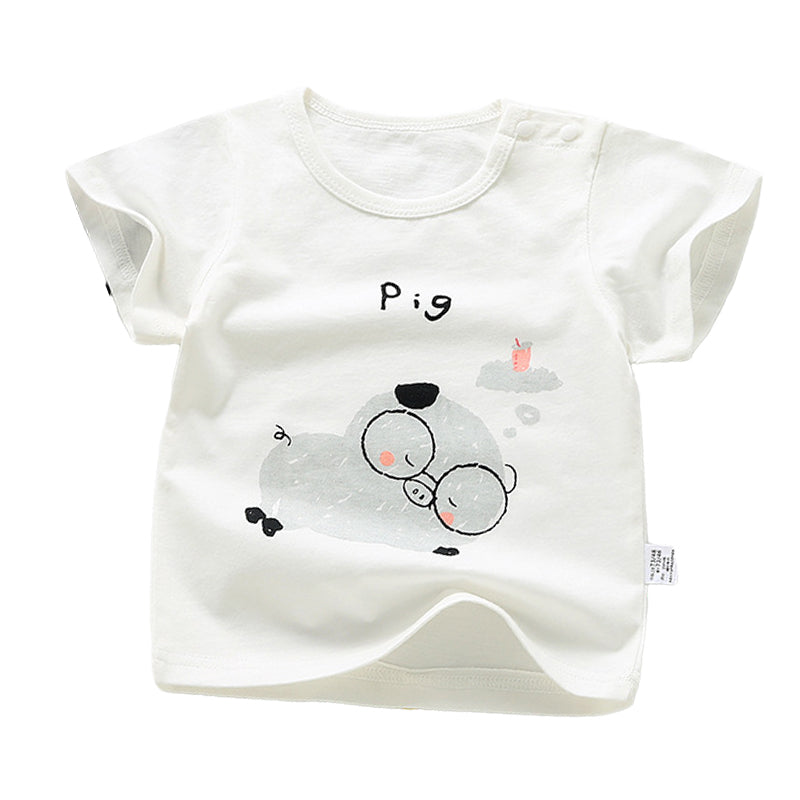 Baby Kid Unisex Letters Animals Cartoon Print T-Shirts Wholesale 220510266