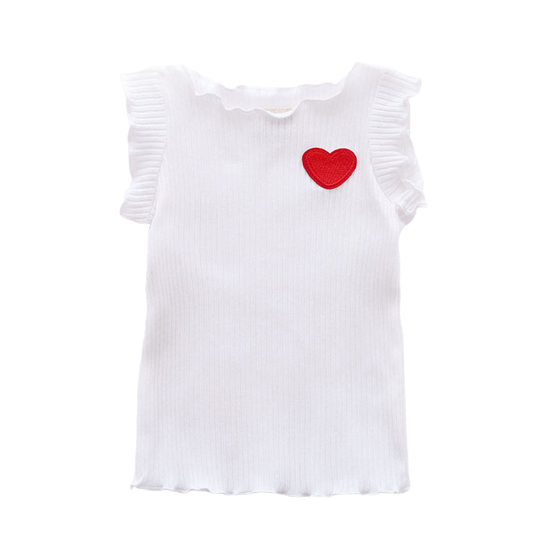 Baby Kid Girls Love heart Cartoon Embroidered Muslin&Ribbed Tops Wholesale 22051028