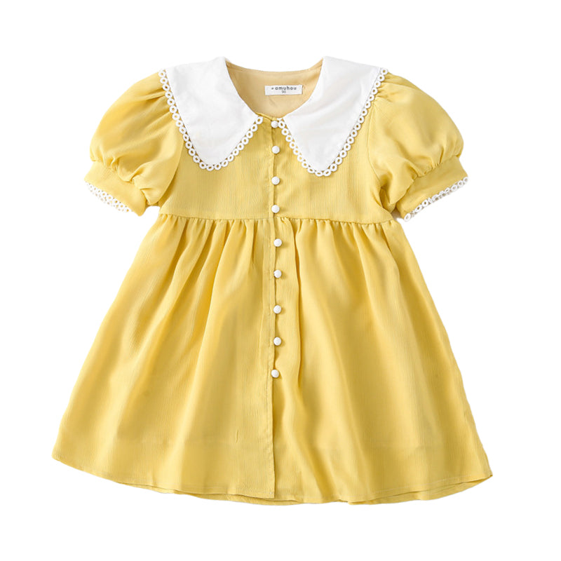 Baby Kid Girls Solid Color Dresses Wholesale 220510309