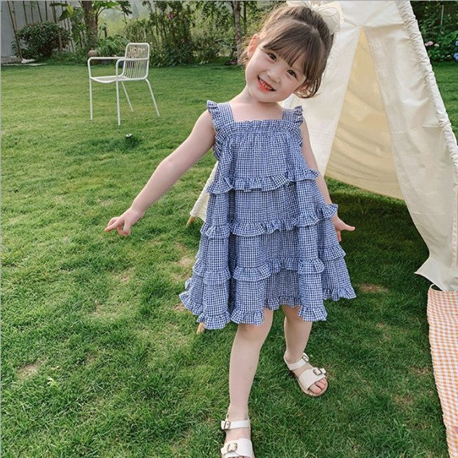 Baby Kid Girls Checked Dresses Wholesale 220510356