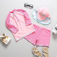 Load image into Gallery viewer, 3 Pieces Set Baby Kid Girls Unicorn Tops Striped Shorts And Hats Wholesale 22051039
