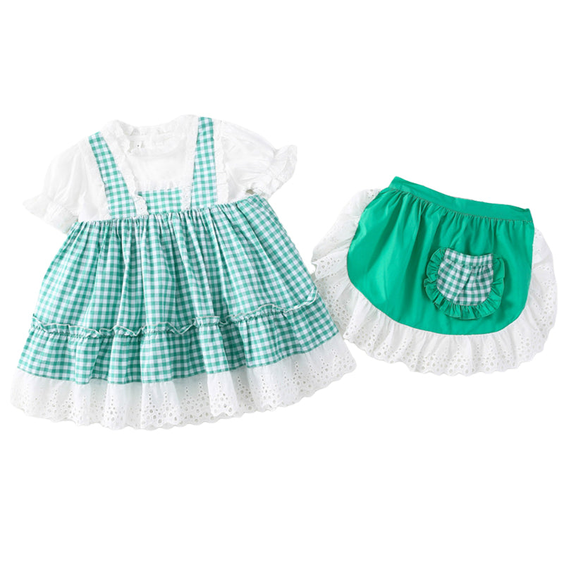 Baby Kid Girls Color-blocking Checked Embroidered Dresses Accessories Others Accessories Wholesale 220510395