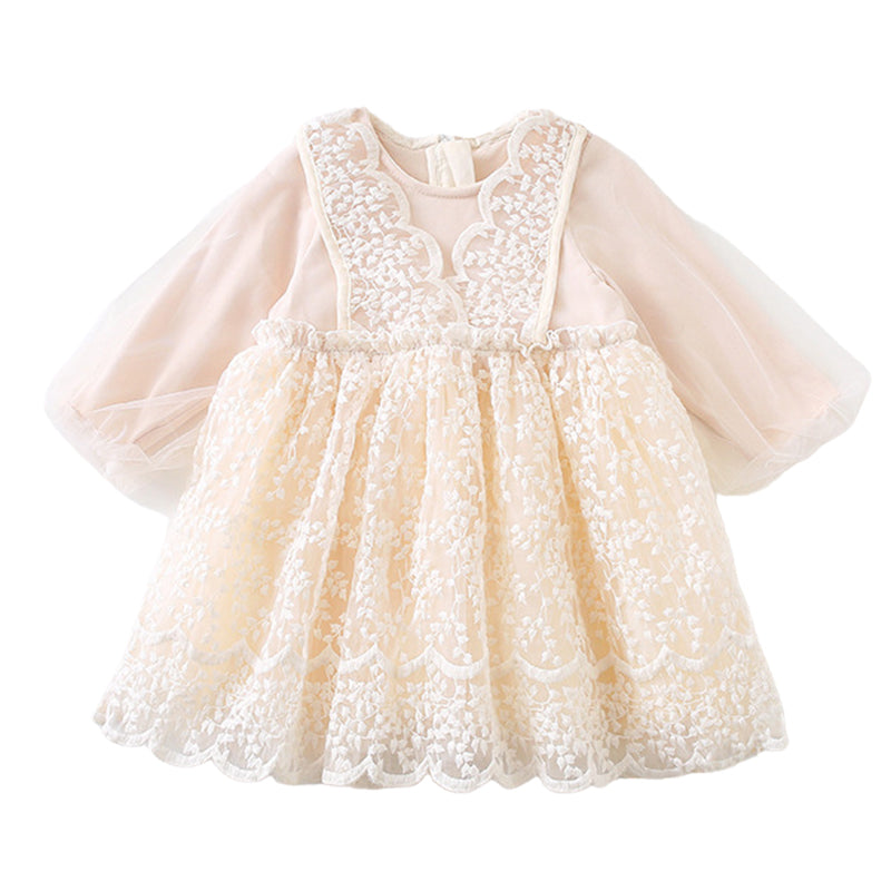 Baby Kid Girls Solid Color Lace Dresses Wholesale 22051062