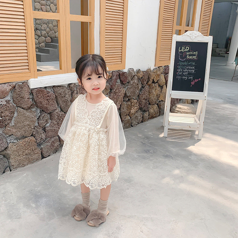 Baby Kid Girls Solid Color Lace Dresses Wholesale 22051062