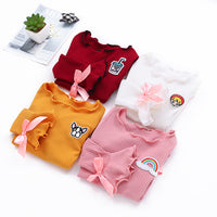 Load image into Gallery viewer, Kid Girls Rainbow Cartoon Bow Tops Wholesale 22051064
