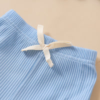 Load image into Gallery viewer, 2 Pieces Set Baby Girls Solid Color Muslin&amp;Ribbed Tops And Bow Shorts Wholesale 22051086

