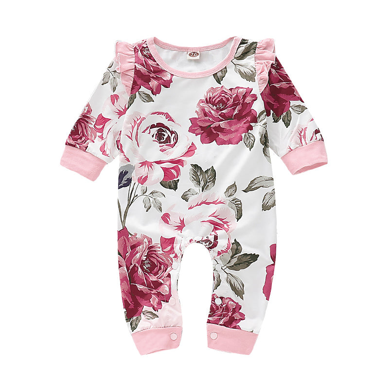 Baby Girls Flower Print Jumpsuits Wholesale 22051090