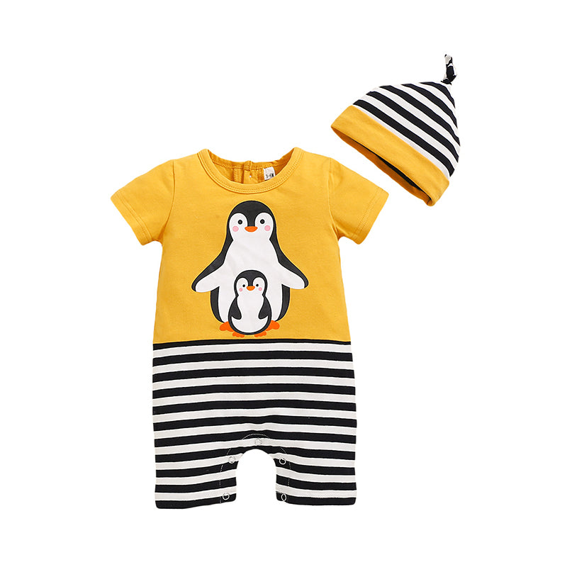 Baby Boys Striped Cartoon Print Jumpsuits Wholesale 22051092