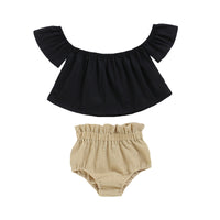 Load image into Gallery viewer, 2 Pieces Set Baby Girls Solid Color Tops And Shorts Wholesale 22051099

