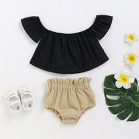 Load image into Gallery viewer, 2 Pieces Set Baby Girls Solid Color Tops And Shorts Wholesale 22051099
