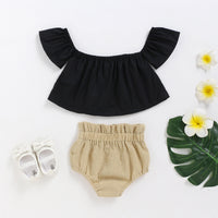 Load image into Gallery viewer, 2 Pieces Set Baby Girls Solid Color Tops And Shorts Wholesale 22051099

