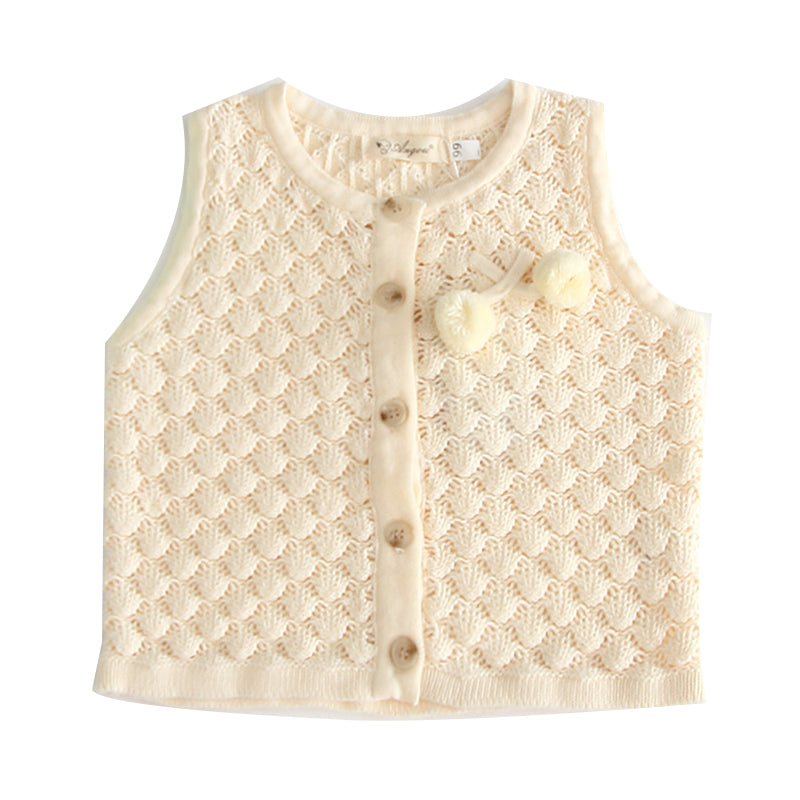 Baby Unisex Solid Color Crochet Vests Waistcoats Knitwear Wholesale 22051310