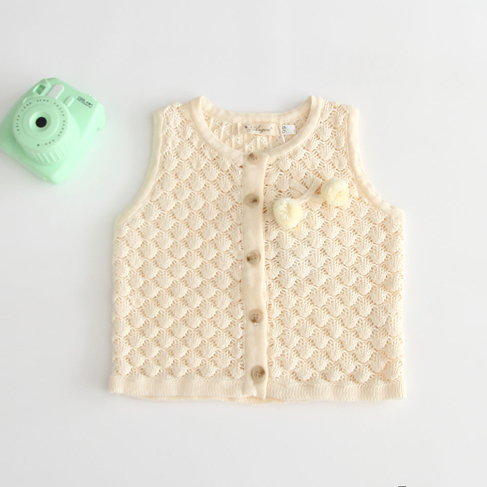 Baby Unisex Solid Color Crochet Vests Waistcoats Knitwear Wholesale 22051310