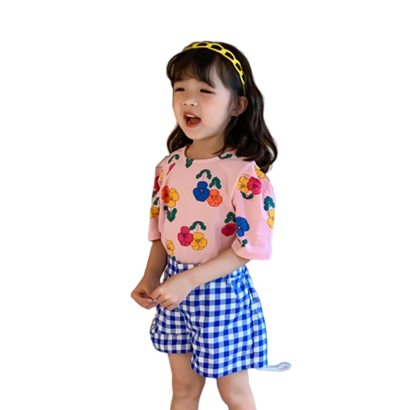 Baby Kid Girls Flower Print Tops Wholesale 220513107