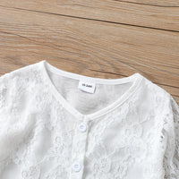 Load image into Gallery viewer, 2 Pieces Set Baby Kid Girls Solid Color Lace Print Tops And Flower Pants Wholesale 220513126
