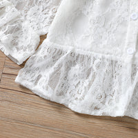 Load image into Gallery viewer, 2 Pieces Set Baby Kid Girls Solid Color Lace Print Tops And Flower Pants Wholesale 220513126
