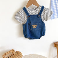 Load image into Gallery viewer, 2 Pieces Set Baby Unisex Striped T-Shirts And Solid Color Rompers Wholesale 220513152
