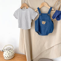 Load image into Gallery viewer, 2 Pieces Set Baby Unisex Striped T-Shirts And Solid Color Rompers Wholesale 220513152
