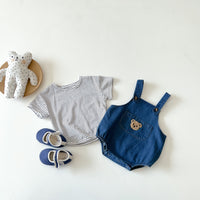 Load image into Gallery viewer, 2 Pieces Set Baby Unisex Striped T-Shirts And Solid Color Rompers Wholesale 220513152
