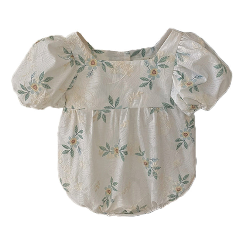 Baby Kid Girls Flower Embroidered Rompers Wholesale 220513169