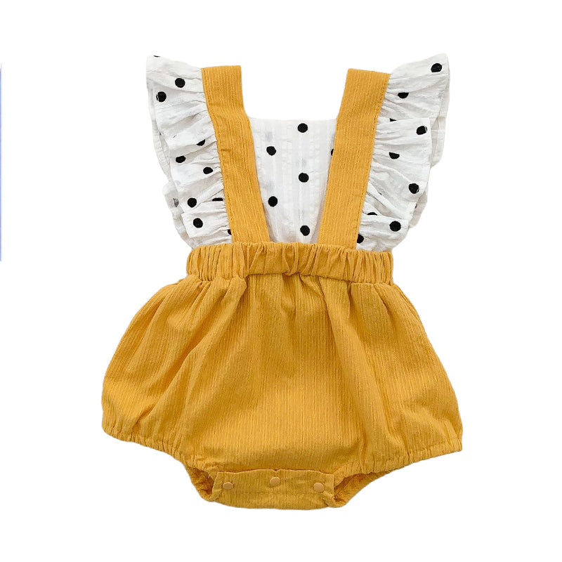 Baby Kid Girls Color-blocking Polka dots Print Rompers Wholesale 220513199