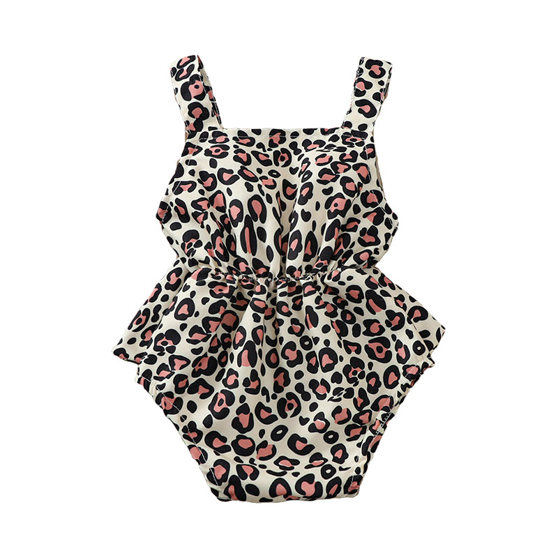 Baby Kid Girls Flower Leopard Print Rompers Wholesale 220513208