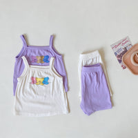 Load image into Gallery viewer, 2 Pieces Set Baby Kid Unisex Cartoon Print Tank Tops And Solid Color Shorts Wholesale 220513218
