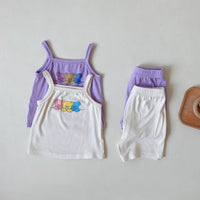 Load image into Gallery viewer, 2 Pieces Set Baby Kid Unisex Cartoon Print Tank Tops And Solid Color Shorts Wholesale 220513218
