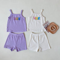 Load image into Gallery viewer, 2 Pieces Set Baby Kid Unisex Cartoon Print Tank Tops And Solid Color Shorts Wholesale 220513218
