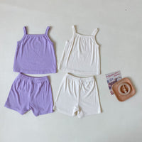 Load image into Gallery viewer, 2 Pieces Set Baby Kid Unisex Cartoon Print Tank Tops And Solid Color Shorts Wholesale 220513218
