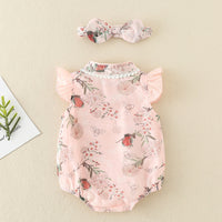 Load image into Gallery viewer, Baby Girls Flower Lace Print Rompers Wholesale 220513232
