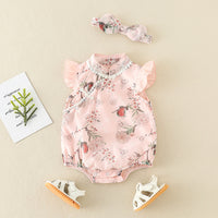 Load image into Gallery viewer, Baby Girls Flower Lace Print Rompers Wholesale 220513232
