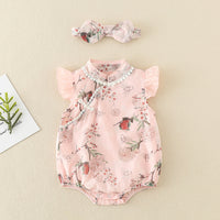 Load image into Gallery viewer, Baby Girls Flower Lace Print Rompers Wholesale 220513232
