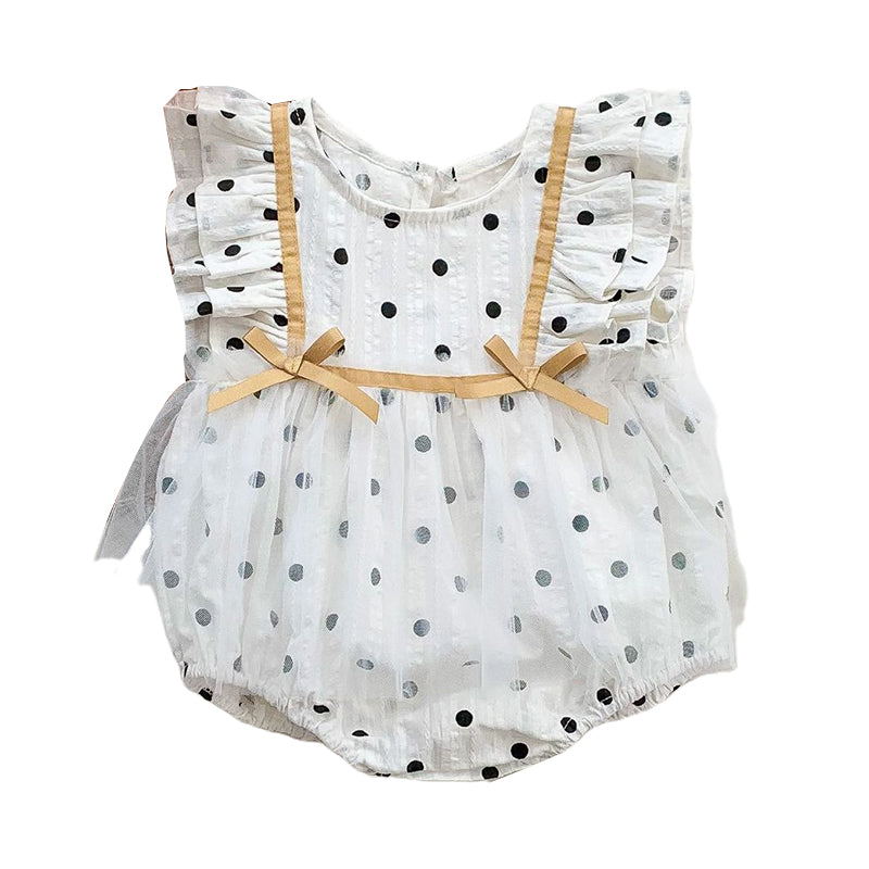 Baby Girls Polka dots Bow Rompers Wholesale 220513257